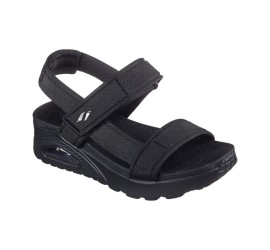 Skechers Δερμάτινα Γυναικεία Σανδάλια σε Μαύρο Χρώμα