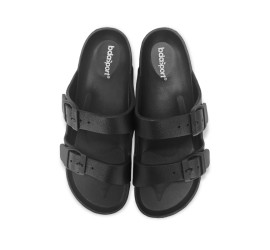 Body Action Women's Two Strap Slides Μαύρο