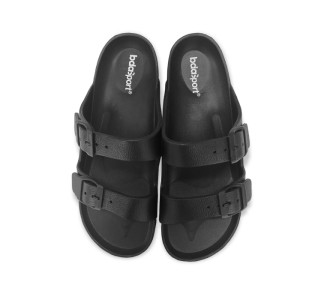 Body Action Women's Two Strap Slides Μαύρο