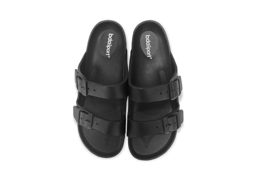 Body Action Women's Two Strap Slides Μαύρο