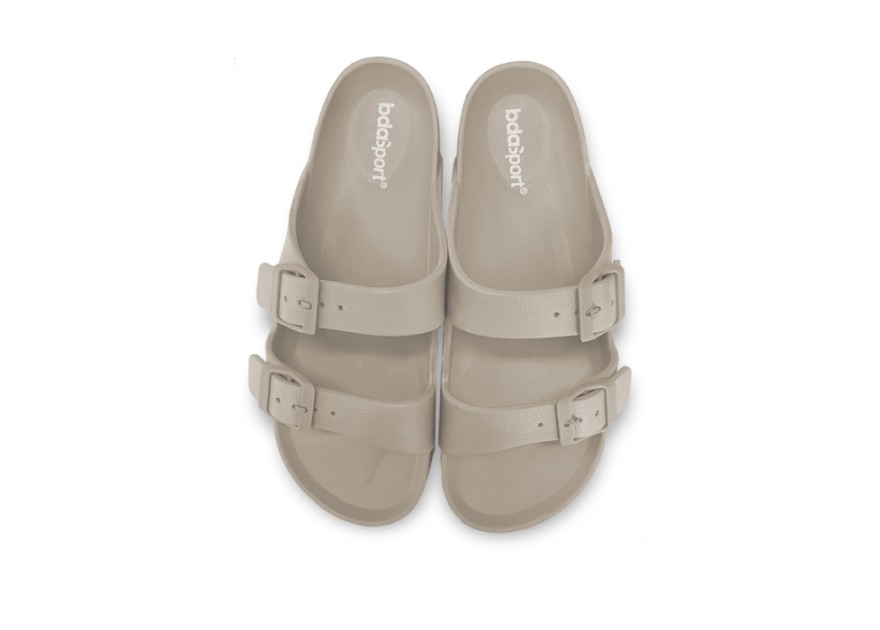 Body Action Women's Two Strap Slides Μπεζ