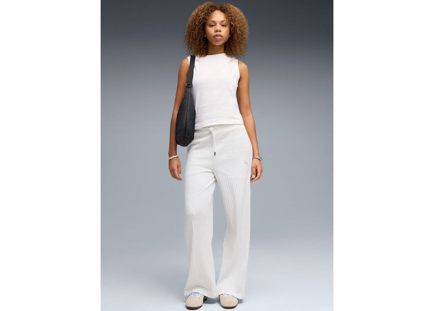 PUMA Γυναικείο Σετ Αθλητικό T-shirt και Παντελόνι Φόρμας Καμπάνα Λευκό