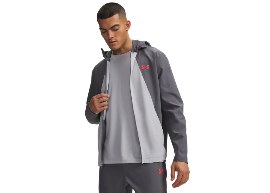 Under Armour Tech Utility Woven Jacket Dark Grey Light Grey Red