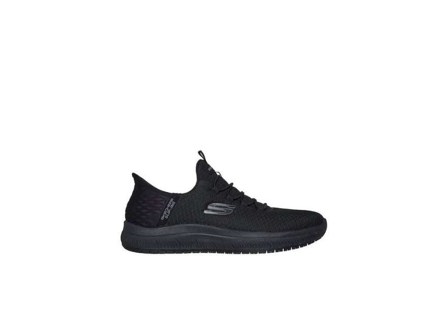 Skechers Work Συνθετικό Δέρμα Γυναικεία Slip-On Μαύρα