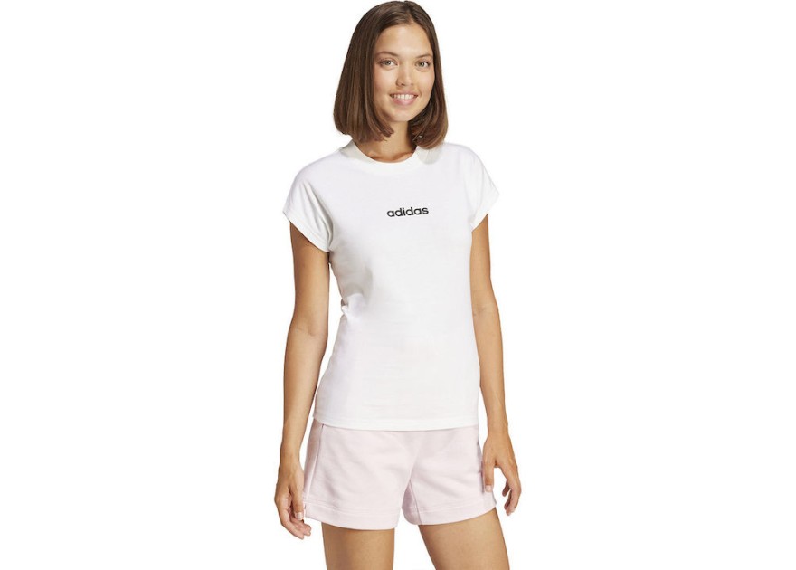 Adidas Essentials Linear Γυναικείο Αθλητικό T-shirt Λευκό