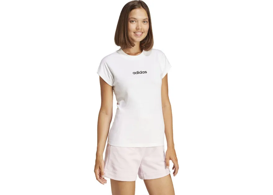 Adidas Essentials Linear Γυναικείο Αθλητικό T-shirt Λευκό