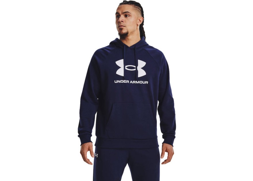 Under Armour Ανδρικό Φούτερ με Κουκούλα και Τσέπες Μπλε