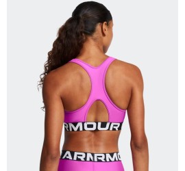 UNDER ARMOUR Women’s HeatGear® Armour Mid Branded Sports Bra Γυναικείο Μπουστάκι σε Φούξια Χρώμα