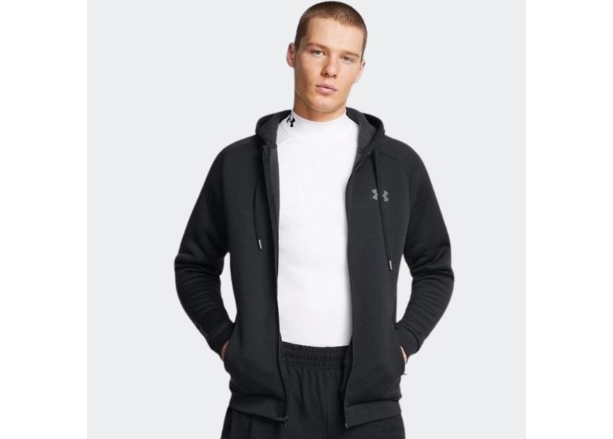 UNDER ARMOUR Men’s Armour Fleece® Pro Full-Zip Hoodie Ανδρική Ζακέτα σε Μαύρο Χρώμα