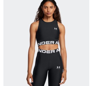 UNDER ARMOUR HeatGear Rib Tank Γυναικείο Αθλητικό Top σε Μαύρο Χρώμα