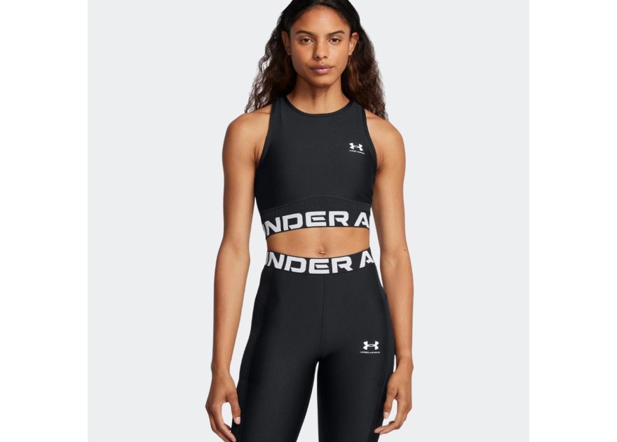 UNDER ARMOUR HeatGear Rib Tank Γυναικείο Αθλητικό Top σε Μαύρο Χρώμα