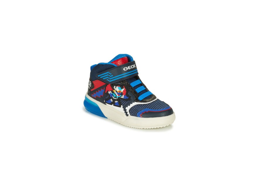 Geox Παιδικά Sneakers High Grayjay Ανατομικά με Σκρατς για Αγόρι Μπλε