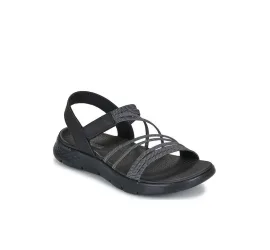 Skechers Go Walk Flex Γυναικεία Σανδάλια Μαύρα