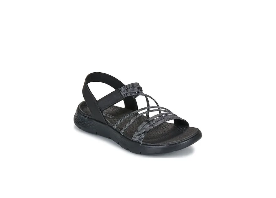 Skechers Go Walk Flex Γυναικεία Σανδάλια Μαύρα