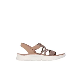 Skechers Go Walk Flex Γυναικεία Σανδάλια Καφέ