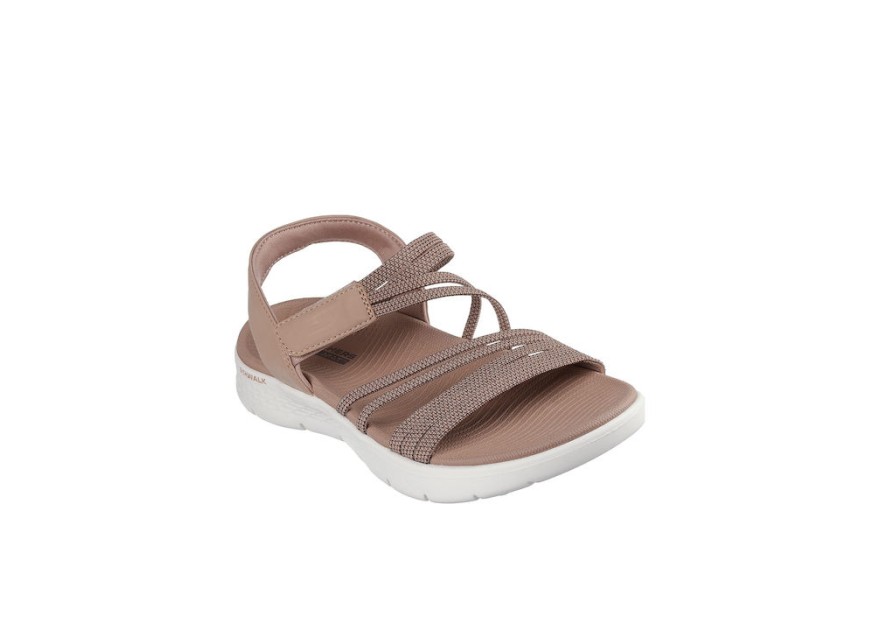Skechers Go Walk Flex Γυναικεία Σανδάλια Καφέ
