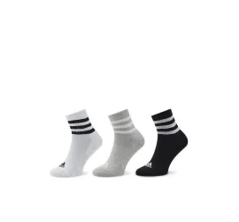 Adidas 3-stripes Cushioned Αθλητικές Κάλτσες Γκρι 3 Ζεύγη