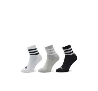 Adidas 3-stripes Cushioned Αθλητικές Κάλτσες Γκρι 3 Ζεύγη