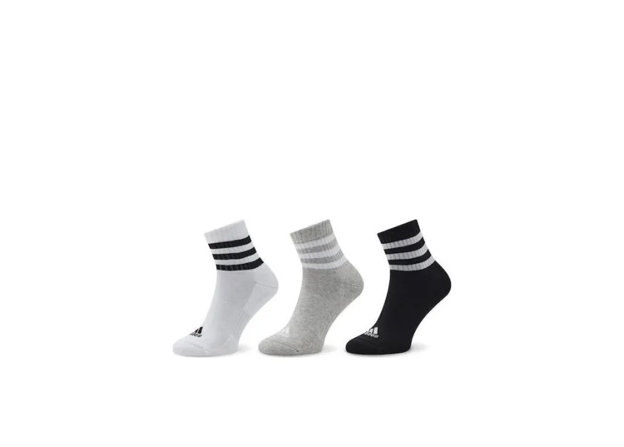Adidas 3-stripes Cushioned Αθλητικές Κάλτσες Γκρι 3 Ζεύγη