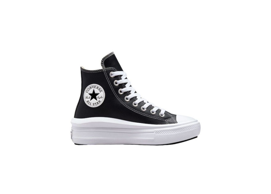 Converse Chuck Taylor All Star Move Δερμάτινα Μποτάκια Μαύρα