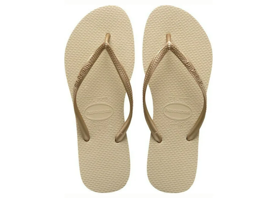 Havaianas Slim Logo Σαγιονάρες Sand Grey / Light Golden