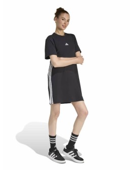 Adidas Γυναικείο Φόρεμα Ριγέ Μαύρο
