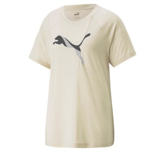 Puma Αθλητικό Γυναικείο T-shirt Μπεζ με Στάμπα