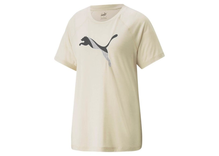 Puma Αθλητικό Γυναικείο T-shirt Μπεζ με Στάμπα
