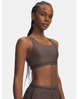 Under Armour Crossback Mid Bra Γυναικείο Μπουστάκι Καφέ