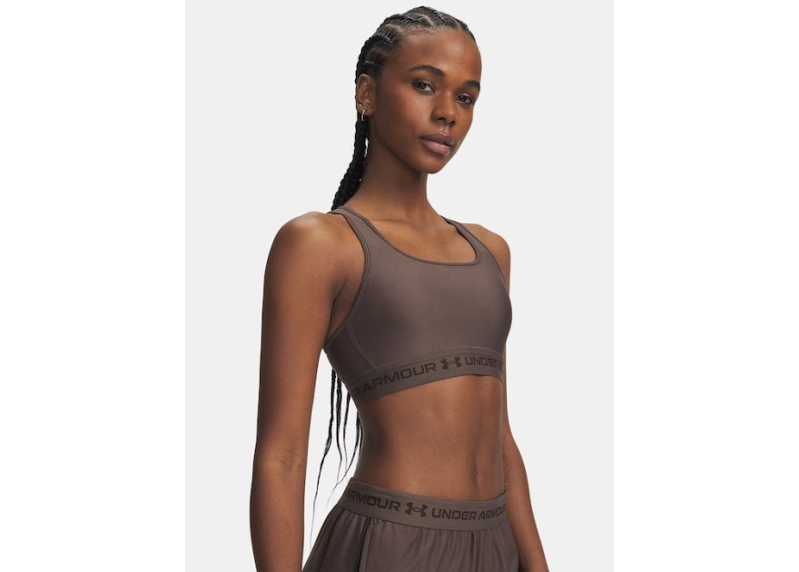 Under Armour Crossback Mid Bra Γυναικείο Μπουστάκι Καφέ