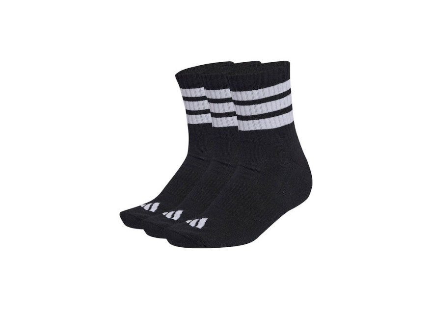 Adidas Mid Αθλητικές Κάλτσες Μαύρες 3 Ζεύγη