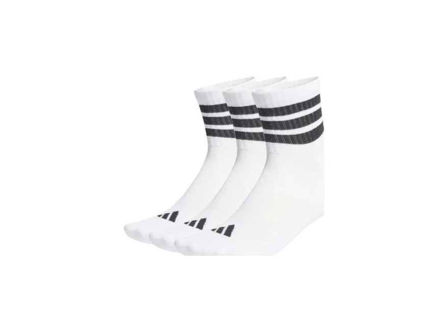 Adidas Mid Αθλητικές Κάλτσες Λευκές 3 Ζεύγη