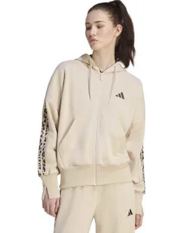 Adidas Essentials Γυναικεία Ζακέτα Φούτερ French Terry με Κουκούλα Εκρού