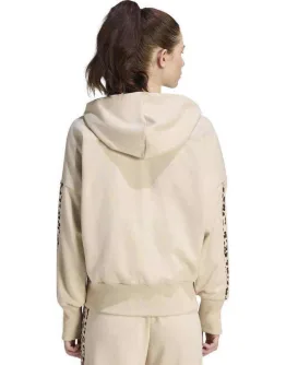 Adidas Essentials Γυναικεία Ζακέτα Φούτερ French Terry με Κουκούλα Εκρού