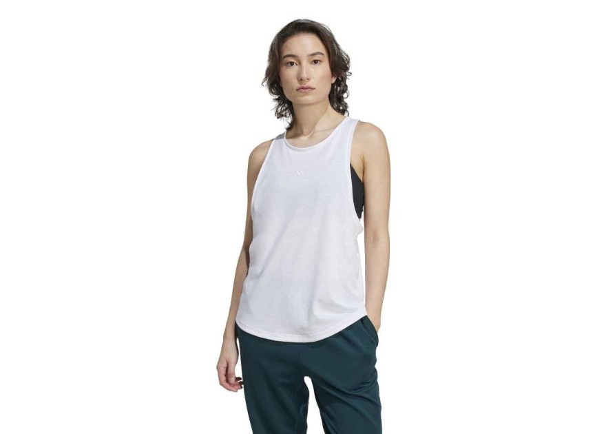 Adidas Essentials Γυναικεία Μπλούζα Βαμβακερή Αμάνικη Λευκή