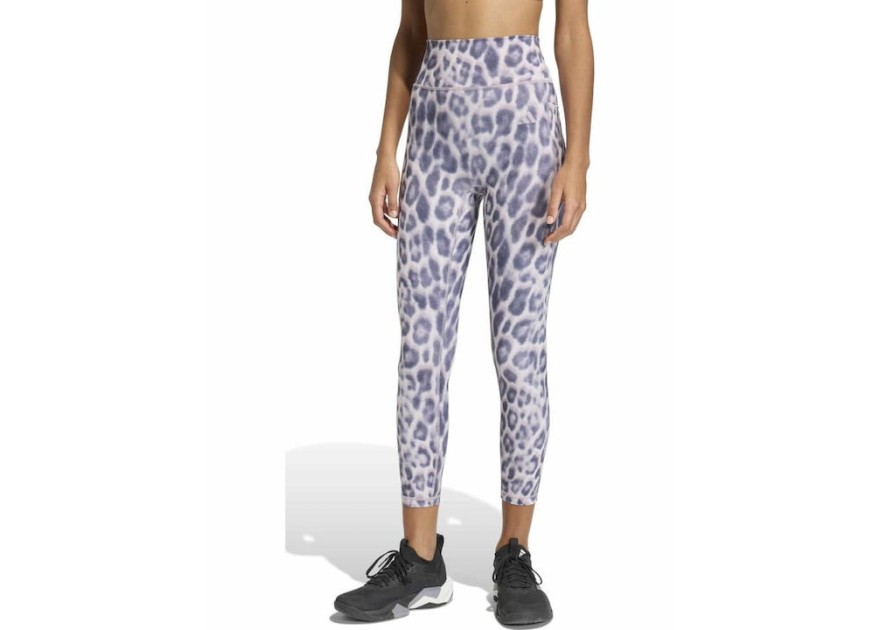Adidas Animal Training Γυναικείο Cropped Κολάν Ψηλόμεσο Μωβ