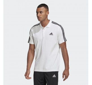 Adidas Aeroready Essentials Pique Embroidered Small Logo 3-Stripes Polo Shirt 
