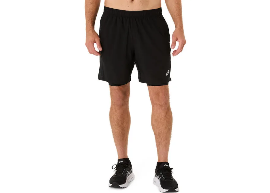 ASICS Core 2 in 1 Αθλητική Ανδρική Βερμούδα για τρεξιμο Μαύρη