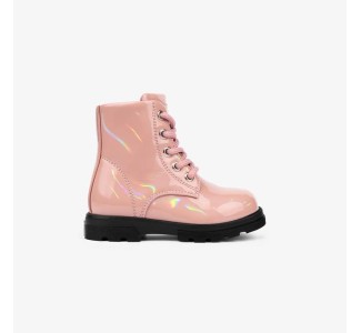Conguitos Baby's Pink Iridescent Combat Boots