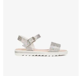 Conguitos Girl's Glitter Multi-Silver Sandals