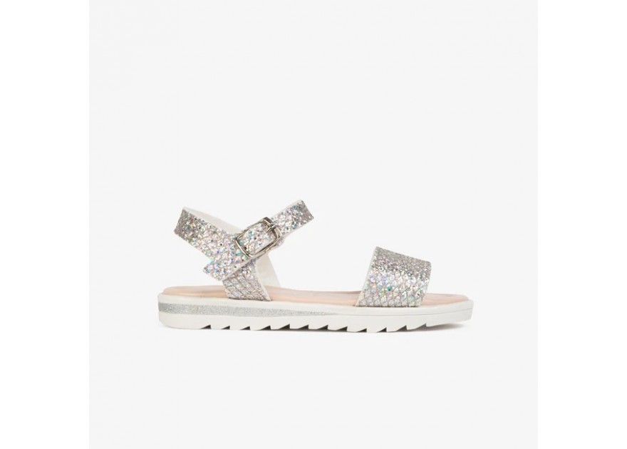 Conguitos Girl's Glitter Multi-Silver Sandals