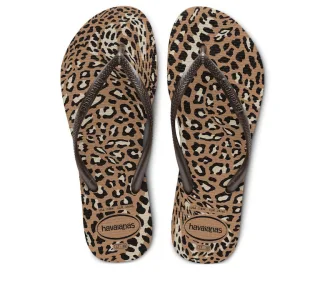 Havaianas Slim Animals Σαγιονάρες σε Καφέ Χρώμα