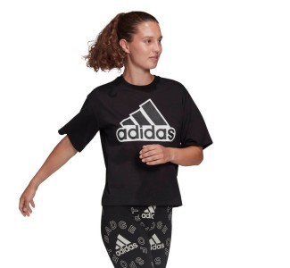 Adidas Essentials Boxy Tee  Γυναικείο T-shirt Μαύρο με Στάμπα 