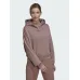 Adidas Studio Lounge Cropped Γυναικείο Φούτερ με Κουκούλα Wonder Oxide