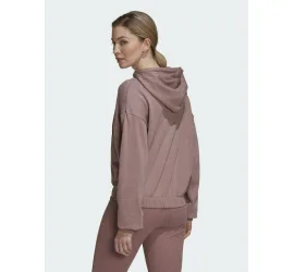 Adidas Studio Lounge Cropped Γυναικείο Φούτερ με Κουκούλα Wonder Oxide