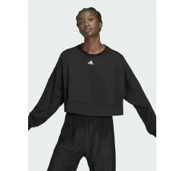 Adidas Cropped Γυναικείο Φούτερ Μαύρο