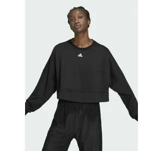 Adidas Cropped Γυναικείο Φούτερ Μαύρο