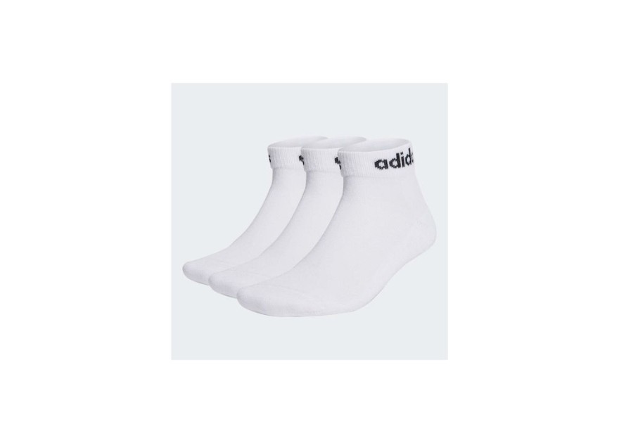 adidas Linear Αθλητικές Κάλτσες Λευκές 3 Ζεύγη