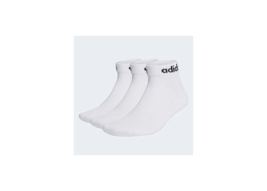 adidas Linear Αθλητικές Κάλτσες Λευκές 3 Ζεύγη