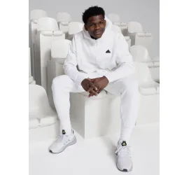 Adidas Ανδρική Φούτερ Ζακέτα με Κουκούλα Λευκή